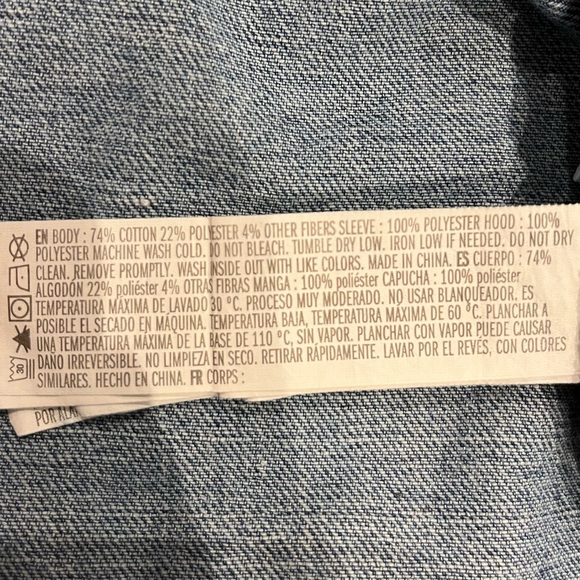 Forever 21 Girls Denim Hooded Jacket - Kid Size 9/10 - Picture 5 of 5
